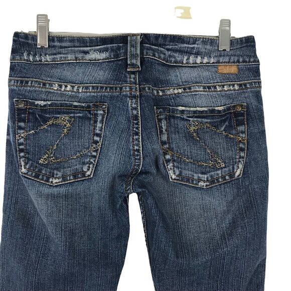 Silver Jeans Women’s Size 26 Capri Twisted Blue Bootcut Low Rise Cut Rolled Hem - Picture 9 of 11